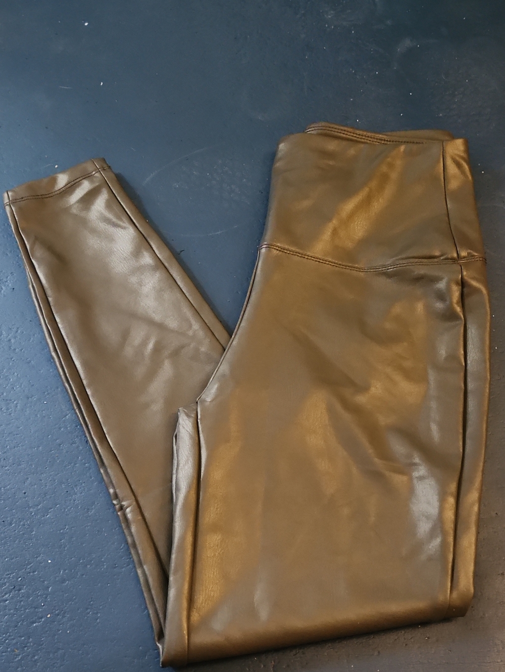 Faux Leather Leggings in Charcoal Grey